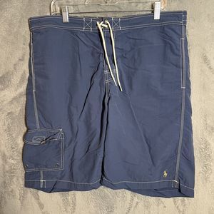 Polo Ralph Lauren Blue Swim Trunks Men's Large‎ Board Short Pony Vintage